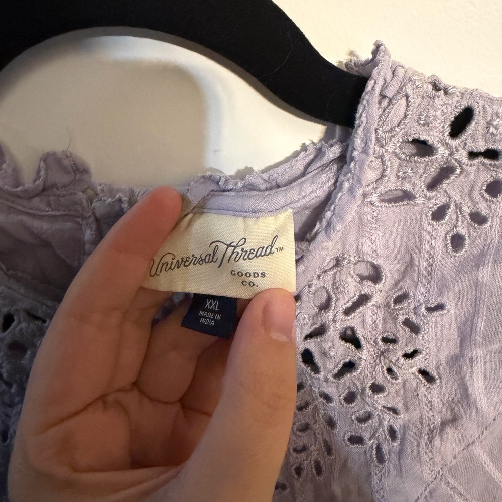 Universal Thread Lavender Eyelet Ruffle Sleeve Top - Picture 3 of 3